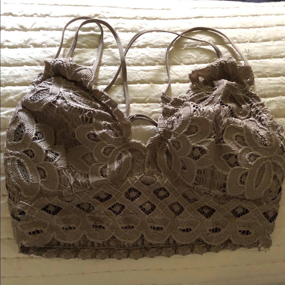 Wishlist Taupe Lace Bralette with Double Spaghetti Straps